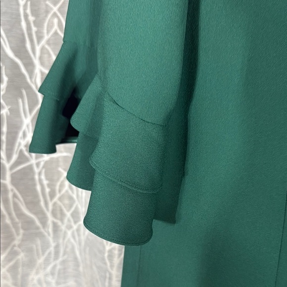 Vintage Hobbs London Forest Green Ruffle Sleeve Dress 12 - Picture 9 of 10